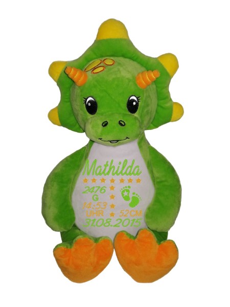 Stofftier Dinosaurier bestickt mit Namen